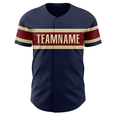 Custom Navy Vintage USA Flag Cream-Crimson Authentic Baseball Jersey