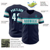 Custom Navy White-Teal Authentic Baseball Jersey