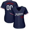 Custom Navy White-Red Authentic Baseball Jersey