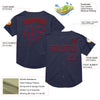 Custom Navy Red Mesh Authentic Throwback Baseball Jersey