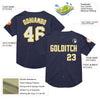 Custom Navy White-Yellow Mesh Authentic Throwback Baseball Jersey