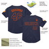 Custom Navy Orange Mesh Authentic Throwback Baseball Jersey