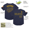 Custom Navy Gold Mesh Authentic Throwback Baseball Jersey