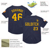 Custom Navy Gold Mesh Authentic Throwback Baseball Jersey