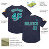 Custom Navy Teal-White Mesh Authentic Throwback Baseball Jersey