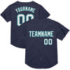 Custom Navy White-Teal Mesh Authentic Throwback Baseball Jersey