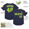 Custom Navy Neon Green-White Mesh Authentic Throwback Baseball Jersey