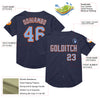 Custom Navy Light Blue-Orange Mesh Authentic Throwback Baseball Jersey