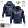 Custom Stitched Navy White Sports Pullover Sweatshirt Hoodie