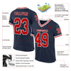 Custom Navy Red-White Mesh Authentic Throwback Football Jersey