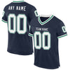 Custom Navy White-Kelly Green Mesh Authentic Throwback Football Jersey