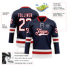 Custom Navy White-Red Hockey Lace Neck Jersey