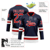 Custom Navy Red-White Hockey Lace Neck Jersey