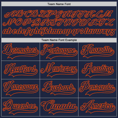 Custom Navy Orange Hockey Lace Neck Jersey