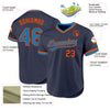 Custom Navy Blue-Orange Authentic Throwback Baseball Jersey