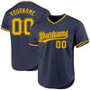 Custom Navy Gold Authentic Throwback Baseball Jersey