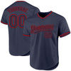 Custom Navy Red Authentic Throwback Baseball Jersey