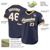 Custom Navy White-Old Gold Authentic Throwback Baseball Jersey