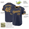 Custom Navy Old Gold Authentic Throwback Baseball Jersey