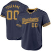 Custom Navy Old Gold Authentic Throwback Baseball Jersey