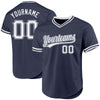 Custom Navy White Authentic Throwback Baseball Jersey