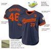 Custom Navy Orange Authentic Throwback Baseball Jersey