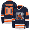 Custom Navy Orange-White Hockey Jersey