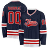 Custom Navy Red-White Hockey Jersey