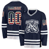 Custom Navy Vintage USA Flag-White Hockey Jersey