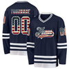 Custom Navy Vintage USA Flag-White Hockey Jersey