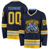 Custom Navy Gold-Light Blue Hockey Jersey