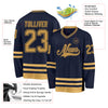 Custom Navy Old Gold Hockey Jersey