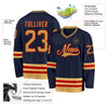 Custom Navy Old Gold-Red Hockey Jersey