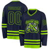 Custom Navy Neon Green Hockey Jersey