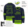 Custom Navy Neon Green Hockey Jersey