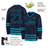 Custom Navy Teal Hockey Jersey