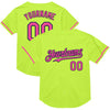 Custom Neon Green Pink-Navy Mesh Authentic Throwback Baseball Jersey