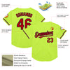 Custom Neon Green Red-Navy Mesh Authentic Throwback Baseball Jersey