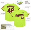 Custom Neon Green Crimson-Black Mesh Authentic Throwback Baseball Jersey