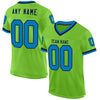 Custom Neon Green Blue-Navy Mesh Authentic Throwback Football Jersey