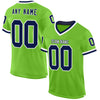 Custom Neon Green Navy-White Mesh Authentic Throwback Football Jersey