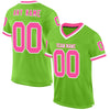 Custom Neon Green Pink-White Mesh Authentic Throwback Football Jersey