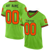 Custom Neon Green Orange-Black Mesh Authentic Throwback Football Jersey