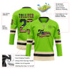 Custom Neon Green Vintage USA Flag Black-Cream Hockey Lace Neck Jersey