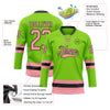 Custom Neon Green Medium Pink-Black Hockey Lace Neck Jersey