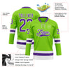 Custom Neon Green Purple-White Hockey Lace Neck Jersey