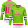 Custom Neon Green Neon Pink-White Hockey Lace Neck Jersey