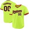 Custom Neon Green Navy-Orange Authentic Throwback Baseball Jersey