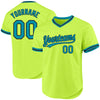 Custom Neon Green Teal-Black Authentic Throwback Baseball Jersey