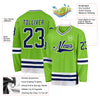 Custom Neon Green Navy-White Hockey Jersey